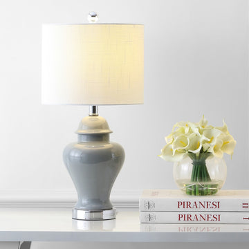 Qin 22" Ceramic/Iron Classic Cottage LED Table Lamp - JONATHAN Y